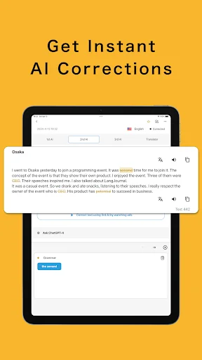 LangJournal डाउनलोड करें – AI के साथ नई भाषाएँ सीखें और लिखें - Screenshot 10